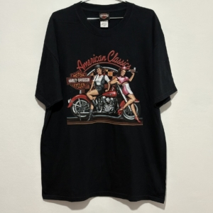 Remera Harley Davison negra con estampa atras y adelante